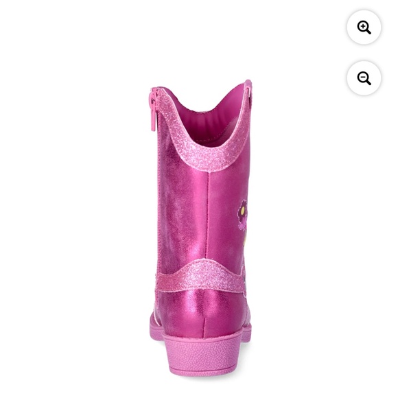 Disney Minnie Mouse Girls Metallic Pink Sparkle Cowboy Boots Shoes Size 12 NWT - Picture 2 of 9